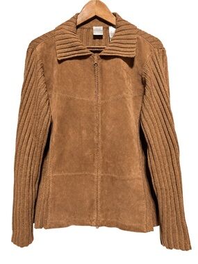 EMMA JAMES Suede Rib Knit Jacket Western Boho Cowgirl Grandpa Core XL
